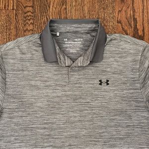 UA Under Armour Short Sleeve LRG The Performance Polo Shirt Mens Gray Heat Gear